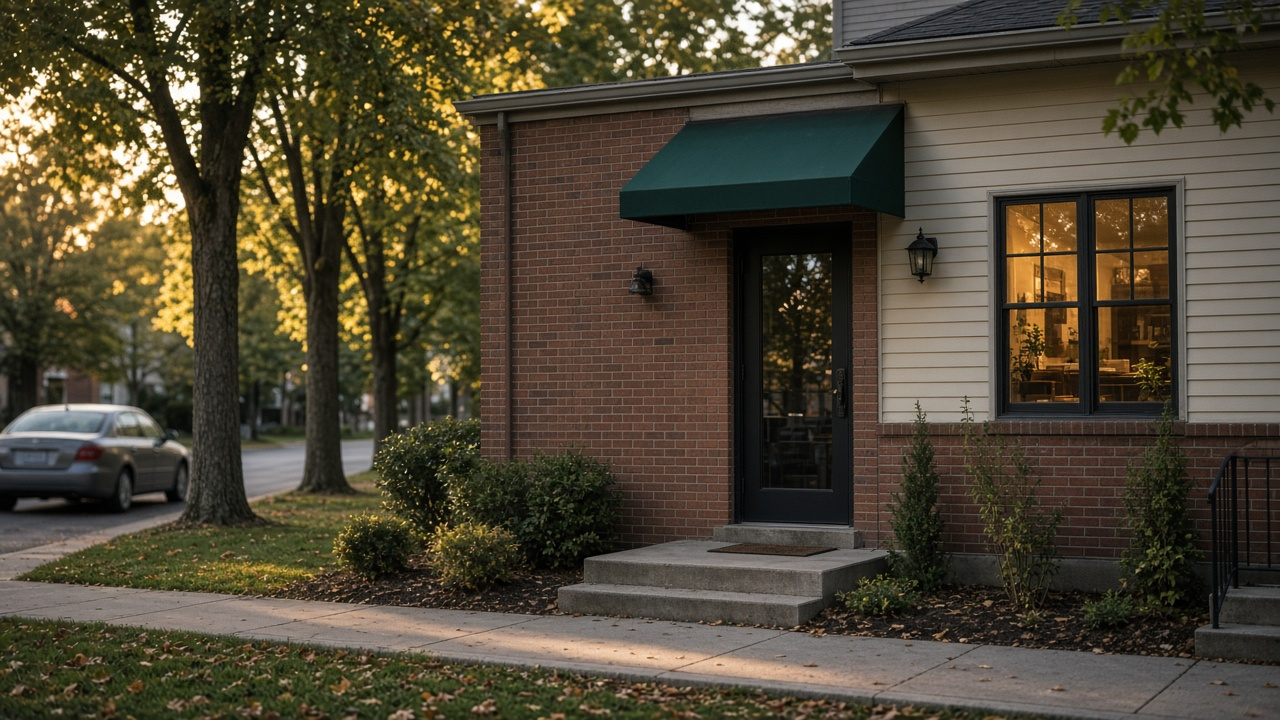 Clinic frontage along a shaded street